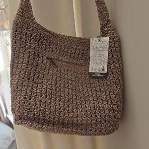 The Sak Hand-Crocheted Tan Shoulder Bag New Beautiful Quality